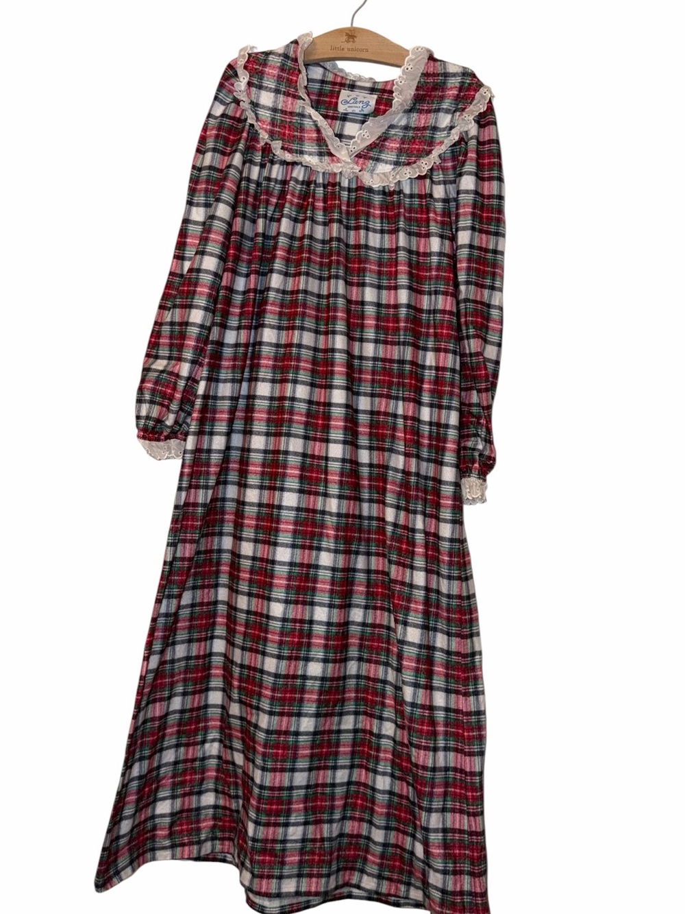 Vtg Lanz Salzsburg girls tartan plaid fleece nightgown sz 8/10